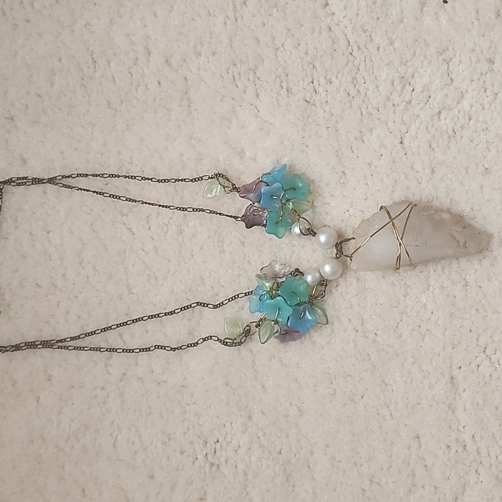 Women's artist made crystal and sea glass necklace
